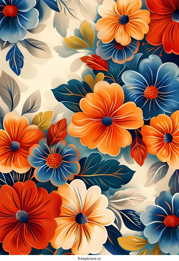 vibrant floral pattern with a retro 70s feel