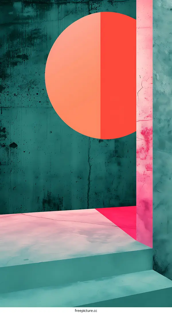 Abstract Geometric Shapes with Green and Red Tones