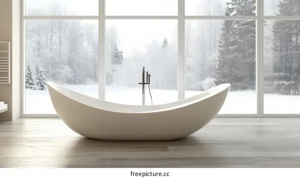 Modern Winter Wonderland Bathroom with a Bathtub