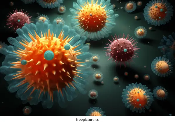 A 3D Rendering of a Virus