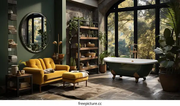 Luxurious Bathroom with Plants