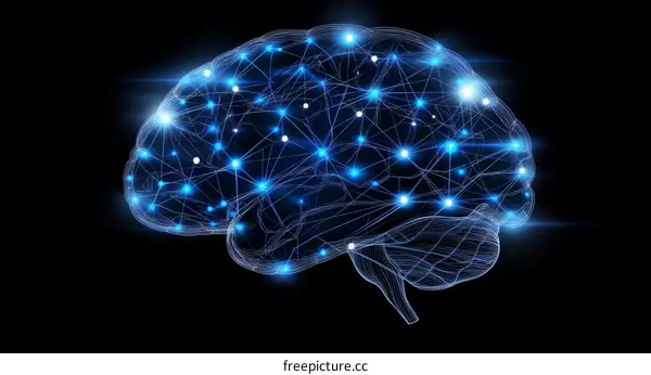 Abstract Networked Human Brain Illustration