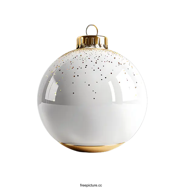 [Transparent Background PNG]White Christmas Ornament with Gold Glitter
