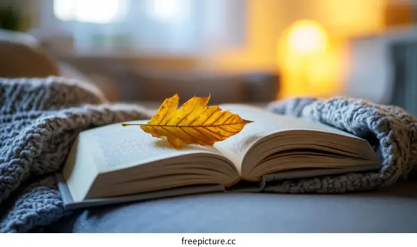 Autumn Cozy Reading Nook with Open Book