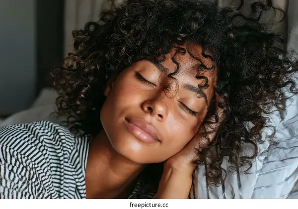 Close-up Black Woman Sleeping peacefully
