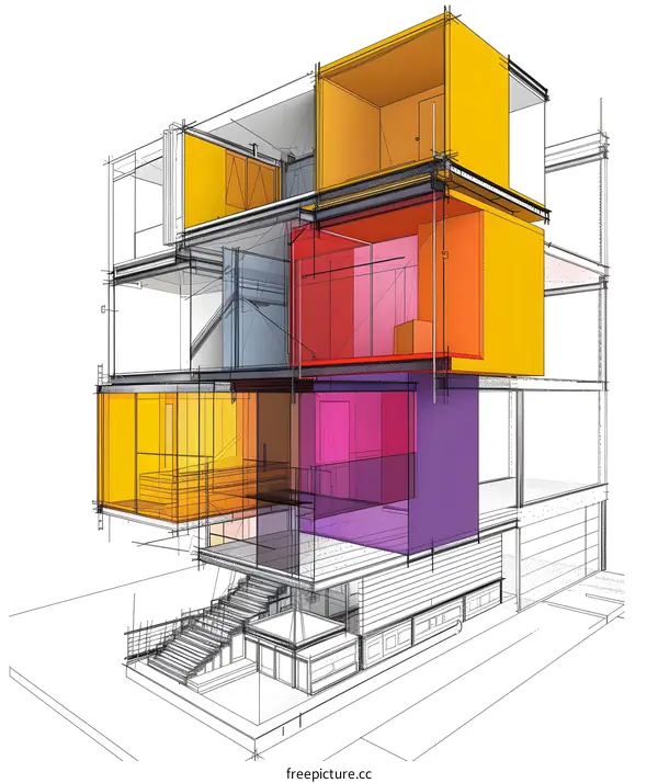 Modern Architecture House Design Sketch Illustration