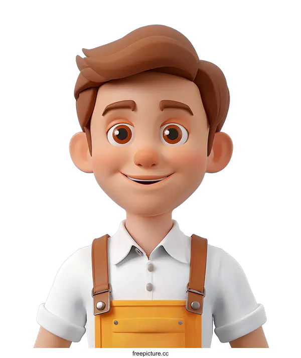[Transparent Background PNG]3D rendering of a young male farmer