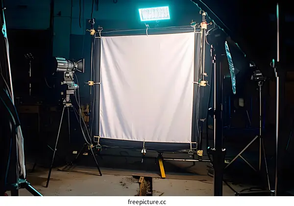 Professional Studio Setup with a White Backdrop and Camera