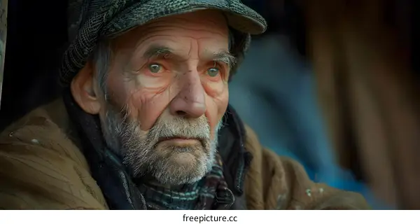 portrait of an old man with a hat