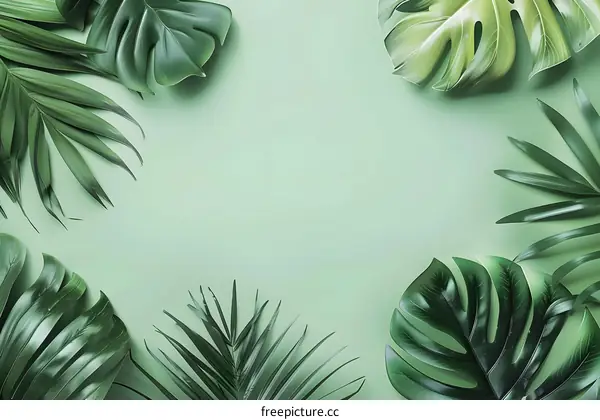 Green Tropical Leaves Background