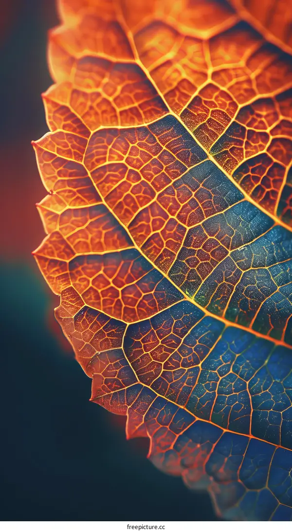 Colorful leaf with visible veins