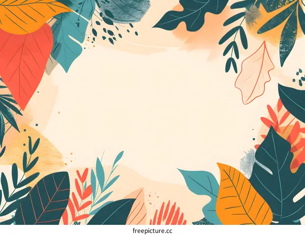Tropical Leaves Frame Background Illustration