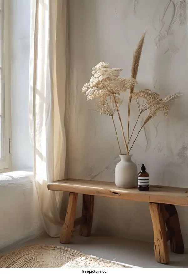 Dry Flowers in Vase at Window