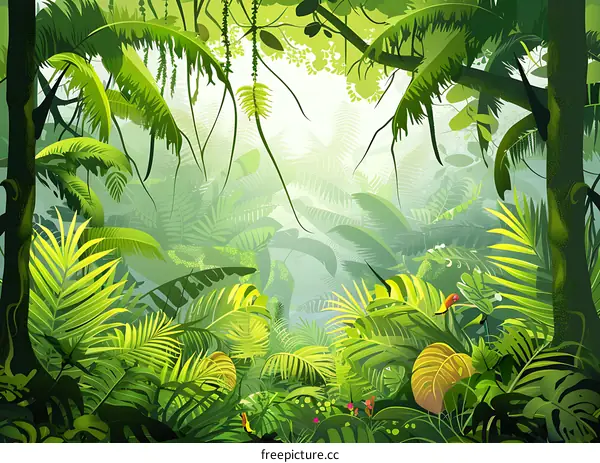 Jungle Green Leaves Background Illustration