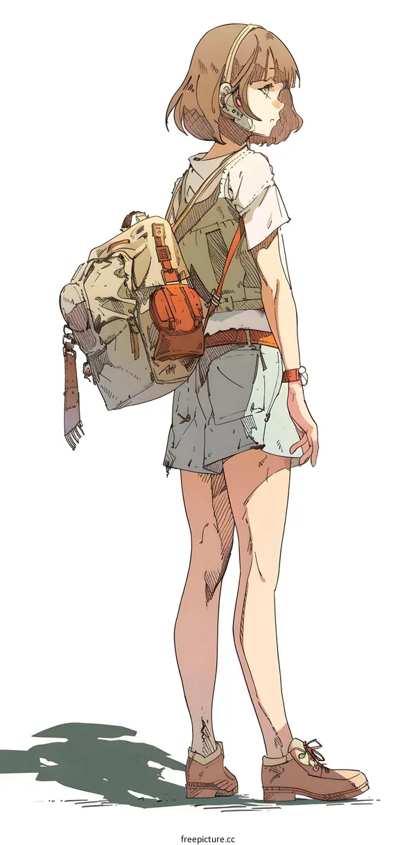 Girl with Backpack Illustration