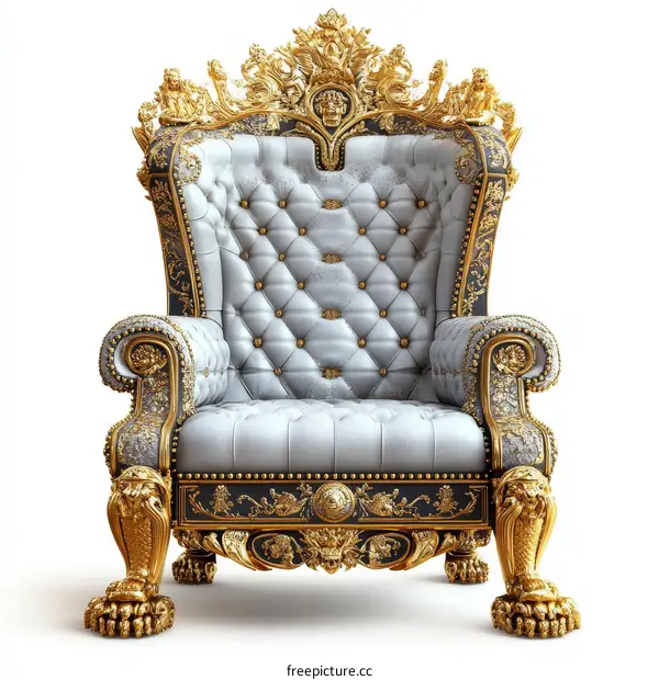 Ornate Gold and Silver Throne Chair