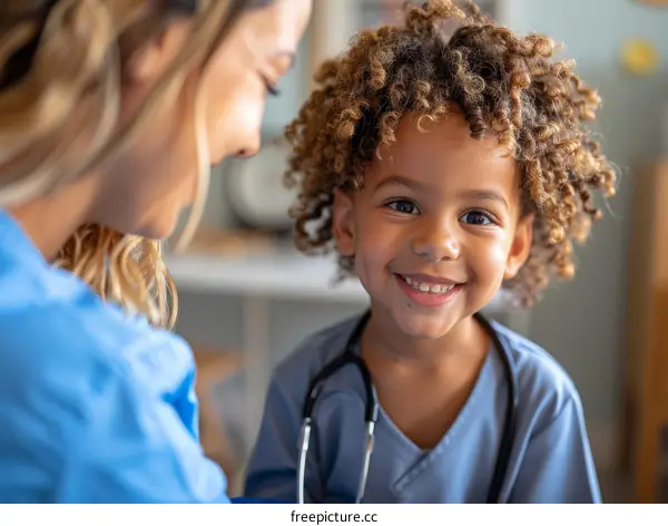 Little boy dressed as a doctor smiling at the camera