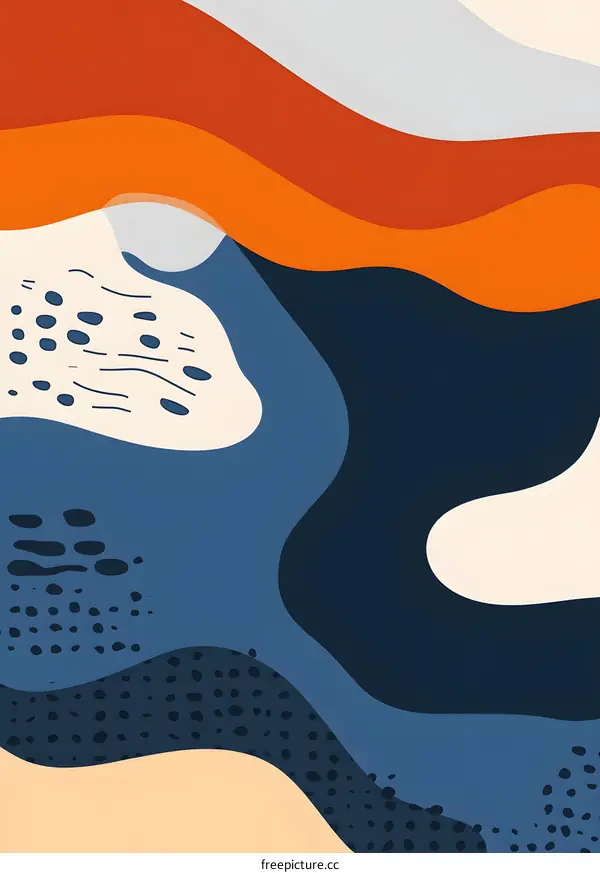 Abstract Blue Orange And Beige Illustration