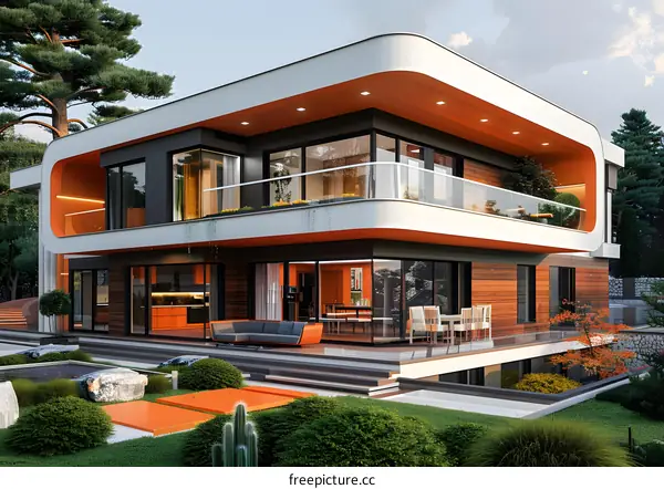 A Modern House with Pool and Garden