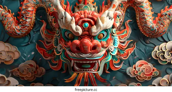 A Chinese dragon浮雕