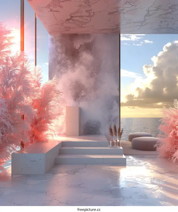 Pastel Pink Coastal Minimalist Stage