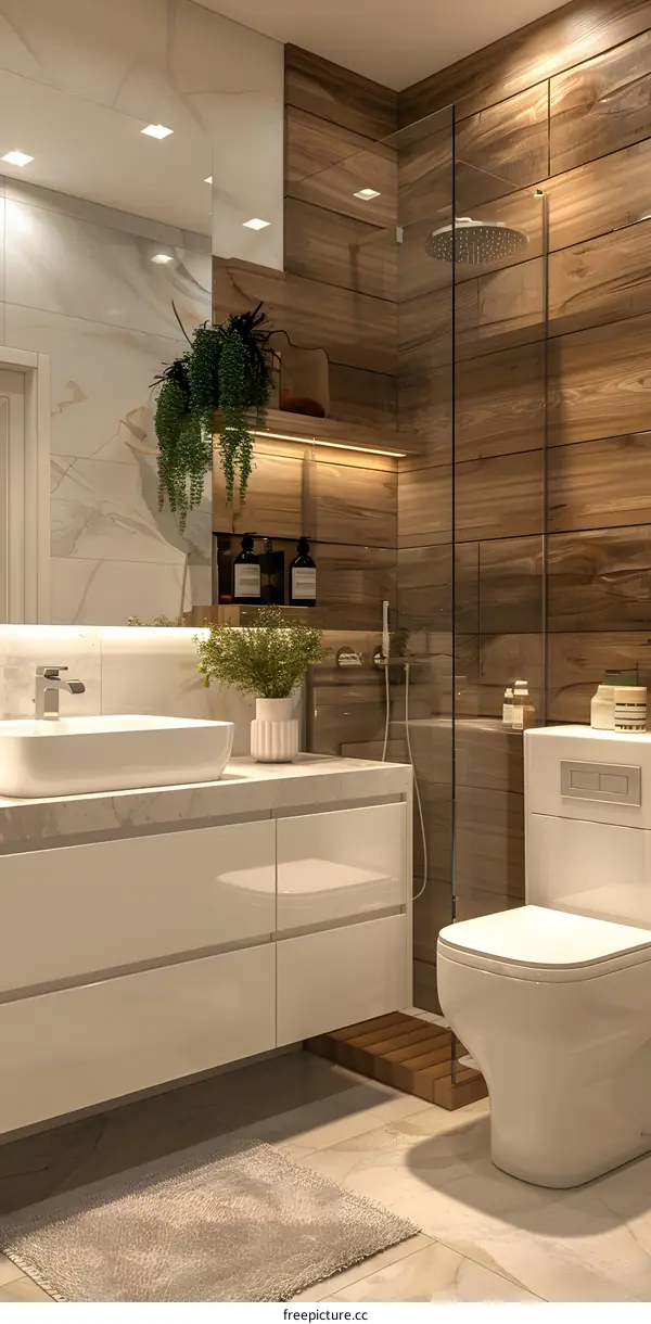 Modern and Stylish Bathroom with Shower and Toilet