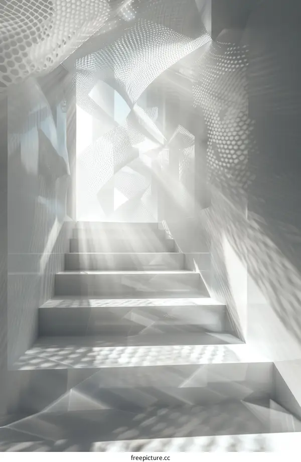 Parametric White Staircase with Perforated Walls