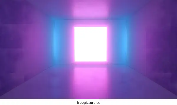 Abstract Neon Light Room with Glow in the Dark