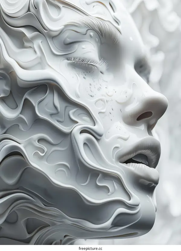 Abstract White Sculptural Portrait