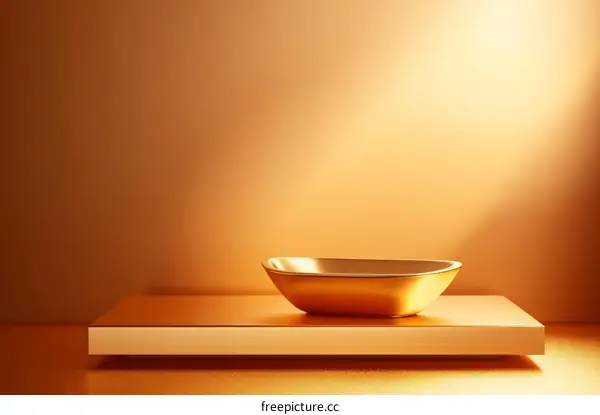 Golden Bowl on a Modern Display Platform
