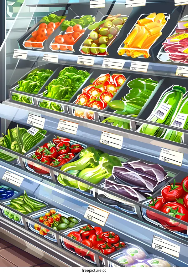 Fresh Vegetables and Produce in a Grocery Store