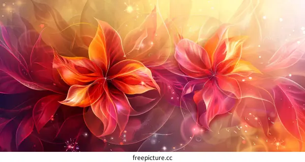 Enchanting Floral Artwork: Nature's Radiance in Vibrant Brushstrokes