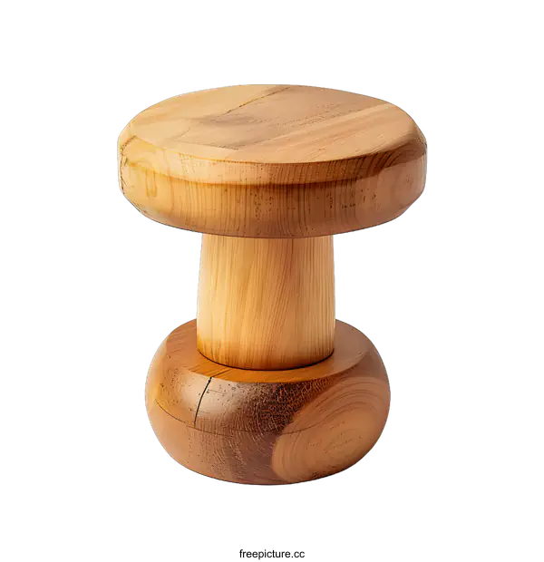 [Transparent Background PNG]Wooden Stool Shaped Like A Mushroom