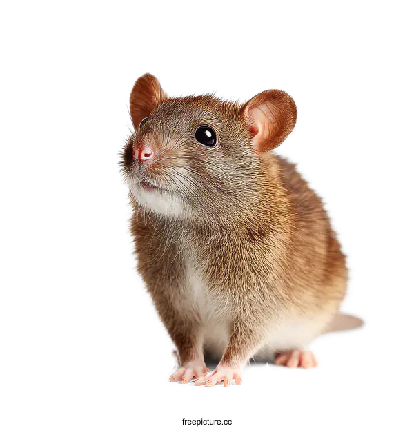 [Transparent Background PNG]Close-up of a Brown Rat on a White Background