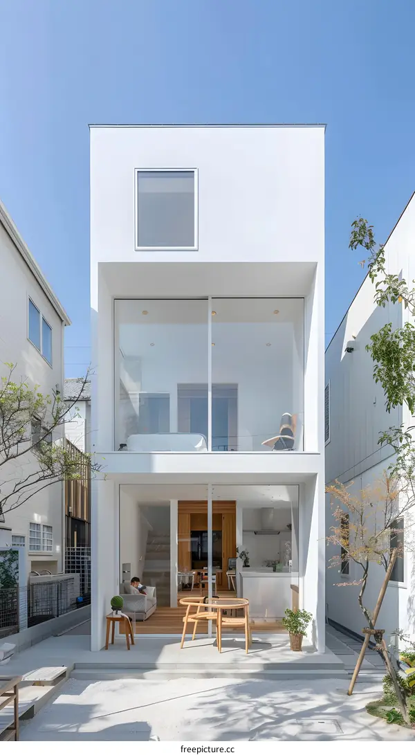 Modern White House with Patio and Garden