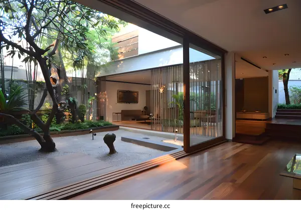 Modern Minimalist Home With Indoor Garden And Wooden Floors