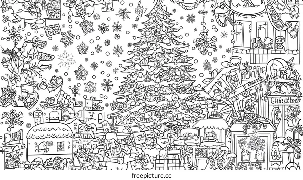 Christmas Winter Wonderland Line Art