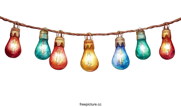 [Transparent Background PNG]Colorful Decorative Fairy String Lights Illustration