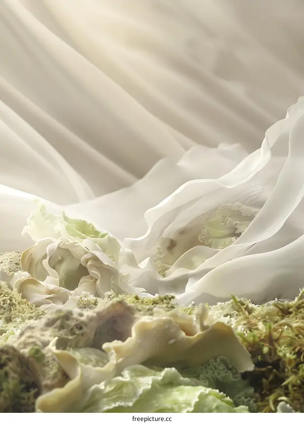 Abstract White Fabric and Natural Elements