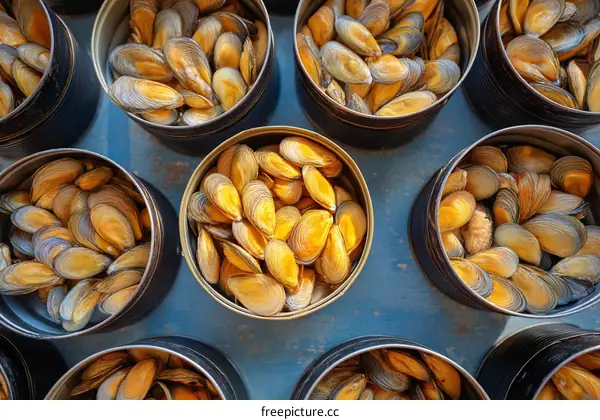 Preserved Mussels in Metal Cans