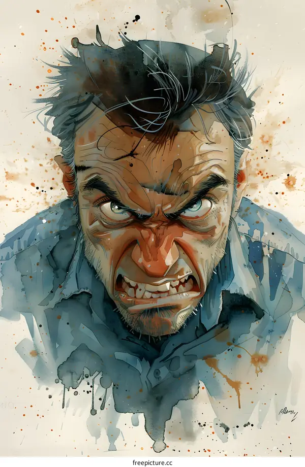 portrait of a man with a beard and a scowl on his face