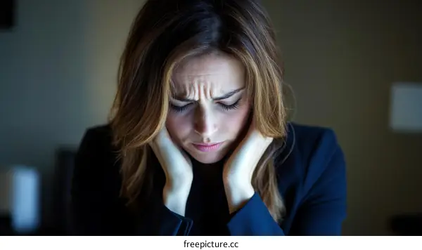 Woman Suffering from Headache Close-up Portrait