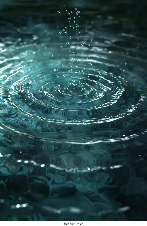 Water Surface with a Splash in Deep Blue