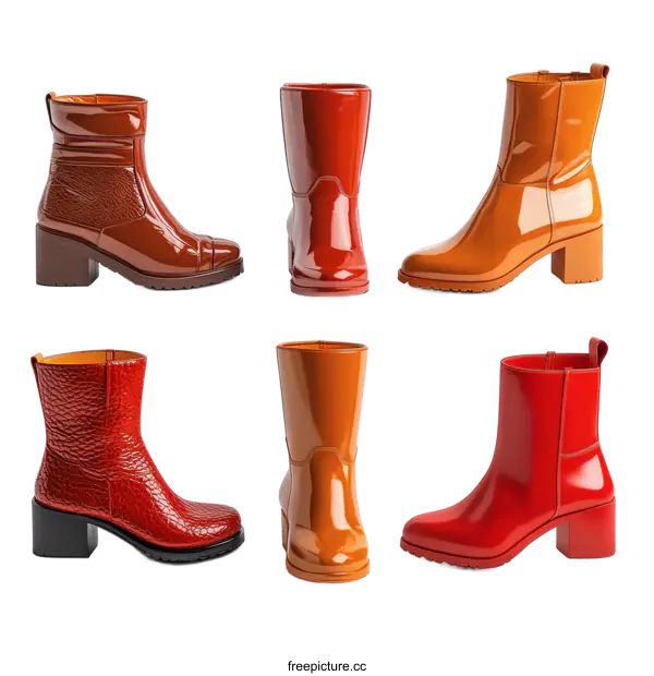 [Transparent Background PNG]Collection of Colorful Womens Ankle Boots