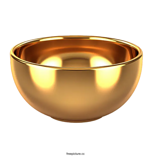 [Transparent Background PNG]Golden Bowl Isolated on White Background