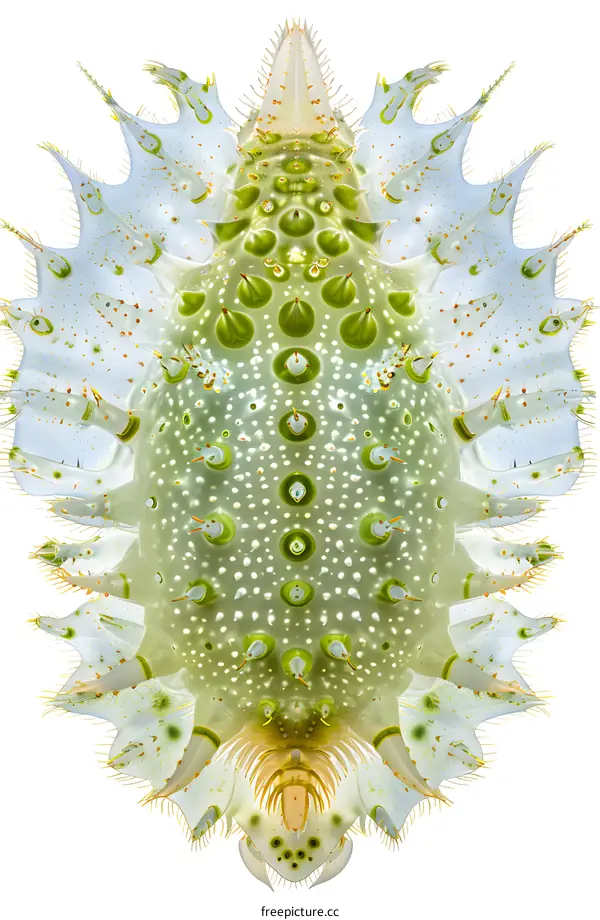 Green and White Sea Slug on White Background