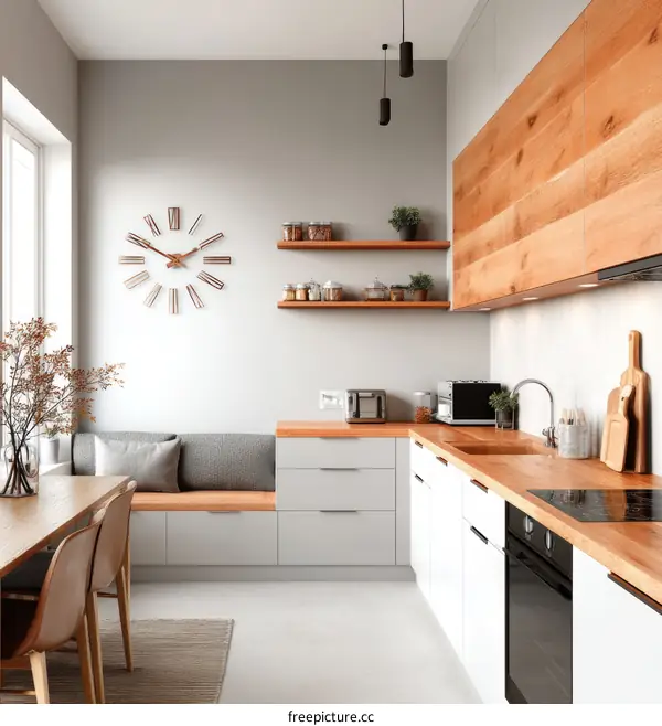 Modern Kitchen Design with Wooden Accents