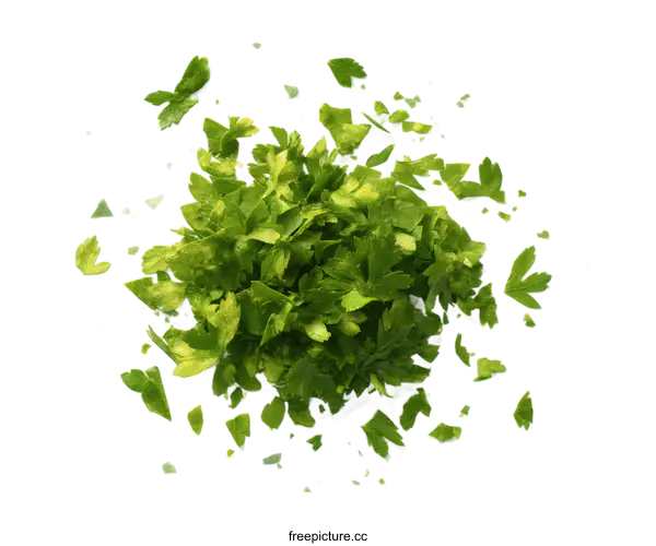 [Transparent Background PNG]Fresh Chopped Parsley Top View