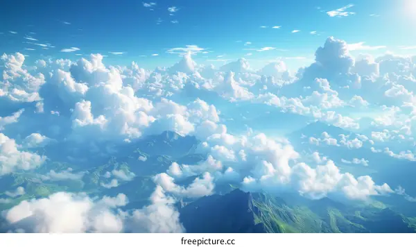 Mountain Range Piercing the Clouds