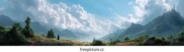 Majestic Mountain Valley with a Figure